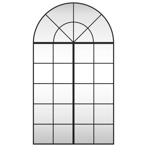 vidaXL sienas spogulis, melns, 80x140 cm, arkas forma, dzelzs