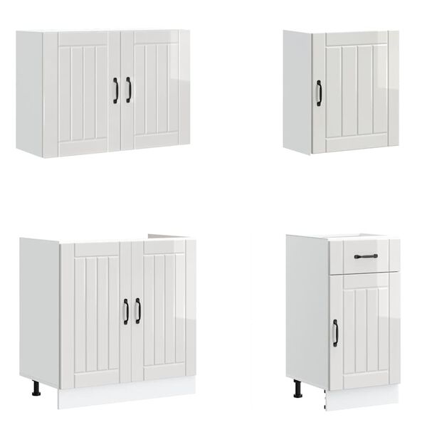 vidaXL 7-daļīgs virtuves skapītis komplekts, Lucca, spīdīgi balta