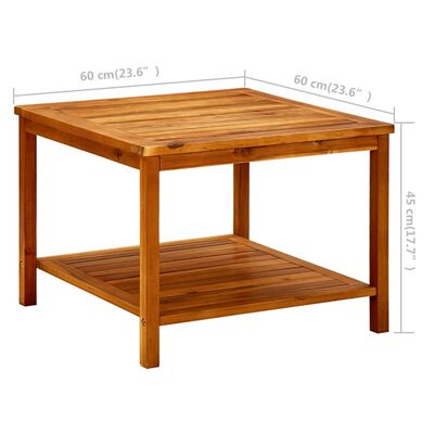 vidaXL kafijas galdiņš, 60x60x45 cm, akācijas masīvkoks