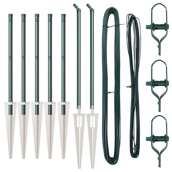 vidaXL Žoga stabi 7 pcs Zaļa Ø32mm 100 cm Cinkots tērauds