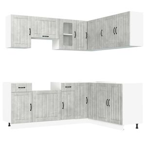 vidaXL 11-daļīgs virtuves skapītis komplekts, Kalmar, betona pelēks