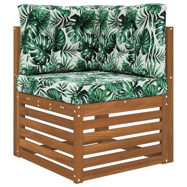 vidaXL Āra dīvāna spilvens 3 pcs Lapu raksts Poliesters