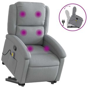 vidaXL masāžas krēsls, paceļams, atgāžams, gai&scaron;i pelēks audums