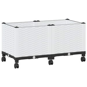 vidaXL Dārza podiņ&scaron; ar riteņiem Balts 80 x 40 x 48 cm PP