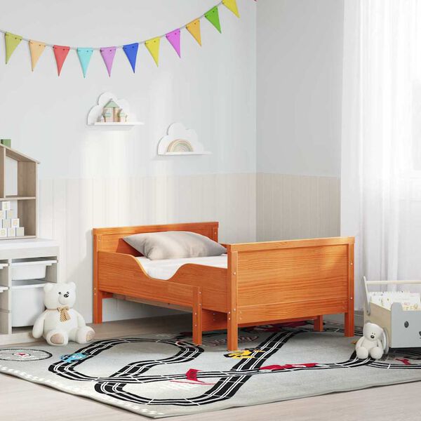 vidaXL Gultas rāmis ar matraci Brūna 80 x 200 cm Ciets priedes koks