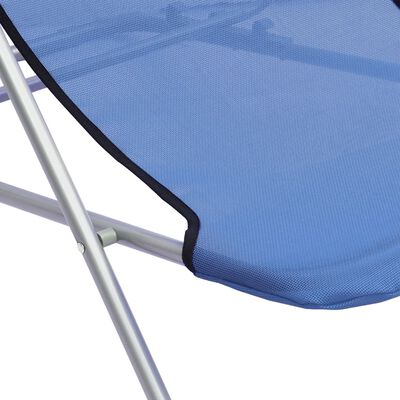 vidaXL sauļošanās krēsli, 2 gab., saliekami, zils tekstilēns, tērauds