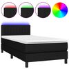 vidaXL atsperu gulta ar matraci, LED, melns audums, 90x190 cm