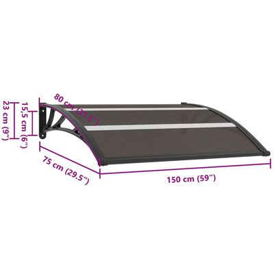 vidaXL durvju jumtiņš, melns, 120x75 cm, PC
