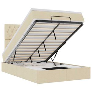 vidaXL Osmaņu gultas rāmis ar matrača krēmkrāsas 120x200 cm audums