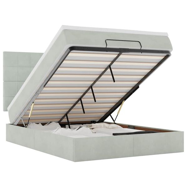 vidaXL Osmaņu gulta ar matračiem & LEDs, gai&scaron;i pelēks, 140x190cm samts