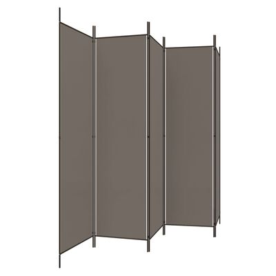 vidaXL 5-paneļu istabas aizslietnis, 250x200 cm, antracītpelēks audums