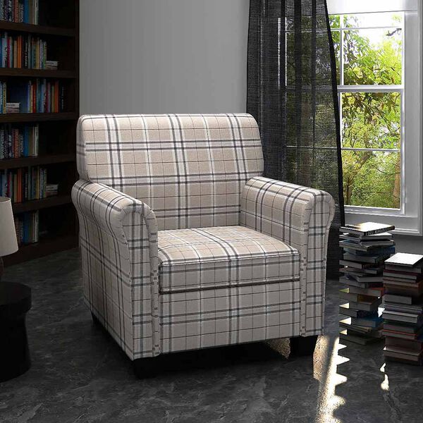 vidaXL atpūtas krēsls ar matraci, krēmkrāsas audums