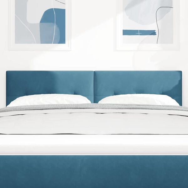 vidaXL Galvgalis ar galvas klāju Tum&scaron;i zils 144 cm Mākslīgā āda