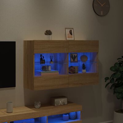 vidaXL TV plaukts ar LED lampiņām, 98,5x30x60,5 cm, koka krāsā