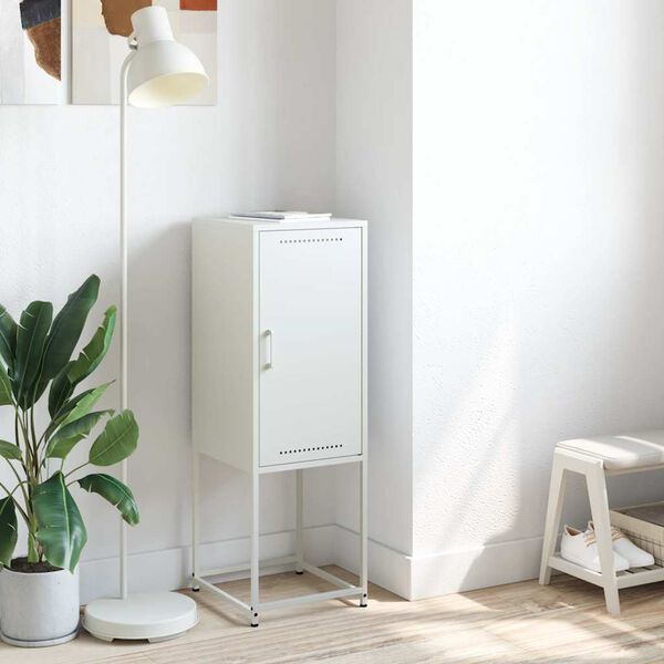 vidaXL augstais skapītis, balts, 36x39x107 cm, tērauds