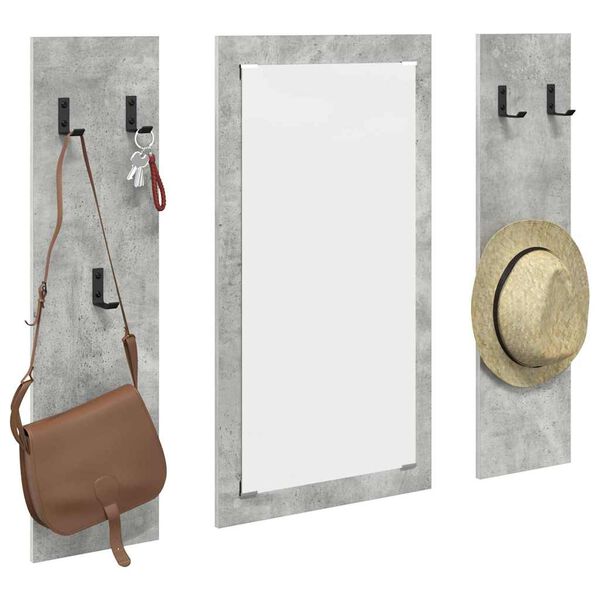 vidaXL Sienas pakaramais ar uzglabā&scaron;anu Betona pelēks 96 x 1,5 x 90 cm