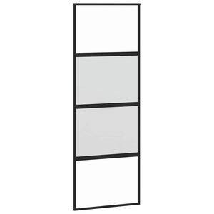 vidaXL bīdāmās durvis, melnas, 76x205 cm, rūdīts stikls un alumīnijs
