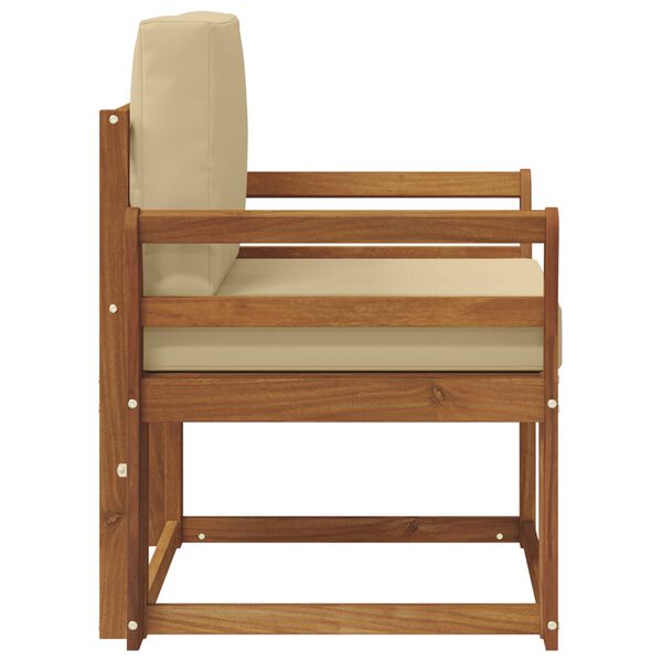 vidaXL Āra dīvāns Cieta akācijas koks un poliesters Dabiska