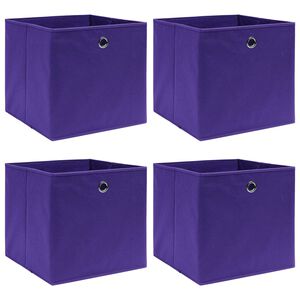 vidaXL uzglabā&scaron;anas kastes, 4 gb., 28x28x28 cm, violets neausts audums