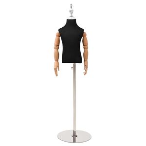 vidaXL Regulējams 120-157 cm manekens ar pamatni Unisex PP Melns