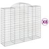 vidaXL arkveida gabiona grozi, 8 gb., 200x50x160/180cm, cinkota dzelzs