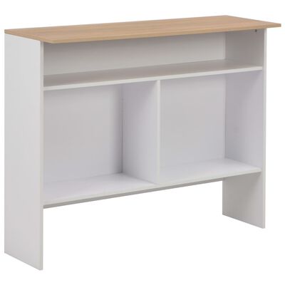 vidaXL bāra galds ar divām virsmām, 130x40x120 cm, balta un ozolkoka