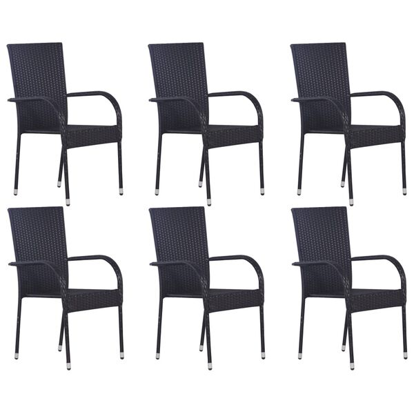 vidaXL 7-daļīgs dārza mēbeļu komplekts, melns