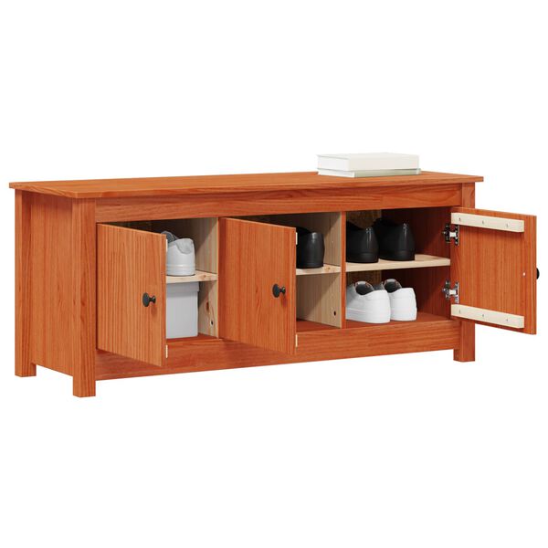 vidaXL Apavu skapis Vaska Brūns 110 x 38 x 45,5 cm Masīvs priedes koks