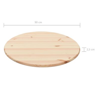 vidaXL galda virsma, dabīgs priedes koks, apaļa, 25 mm, 90 cm