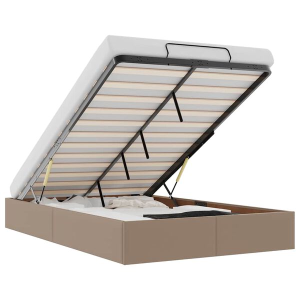 vidaXL Osmaņu gultas rāmis bez matrača kapučīno 120x200cm mākslīgā āda