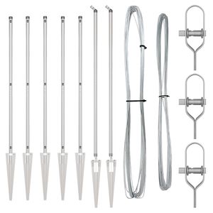 vidaXL Žoga stabi 7 pcs Sudraba Ø32mm 140 cm Cinkots tērauds