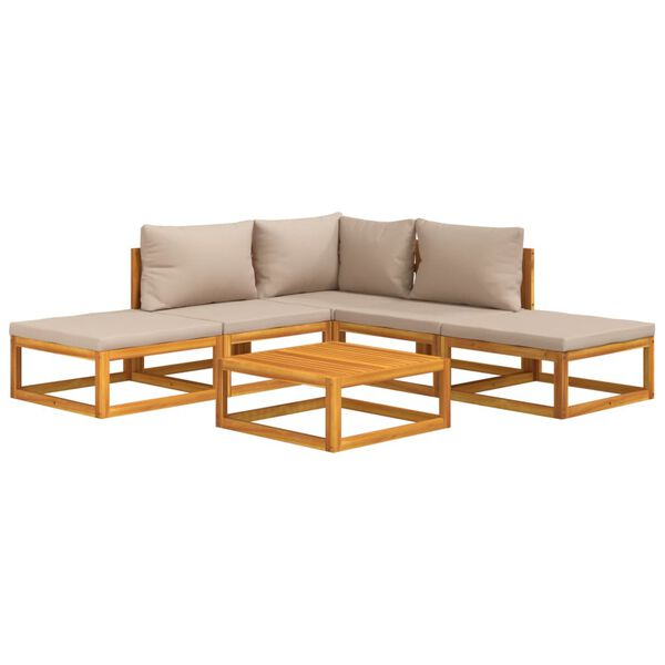 vidaXL 6-daļīgs dārza atpūtas mēbeļu komplekts ar matračiem, masīvkoks