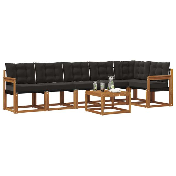 vidaXL Āra dīvānu komplekts ar spilvenu 7 pcs Dabīgs un melns