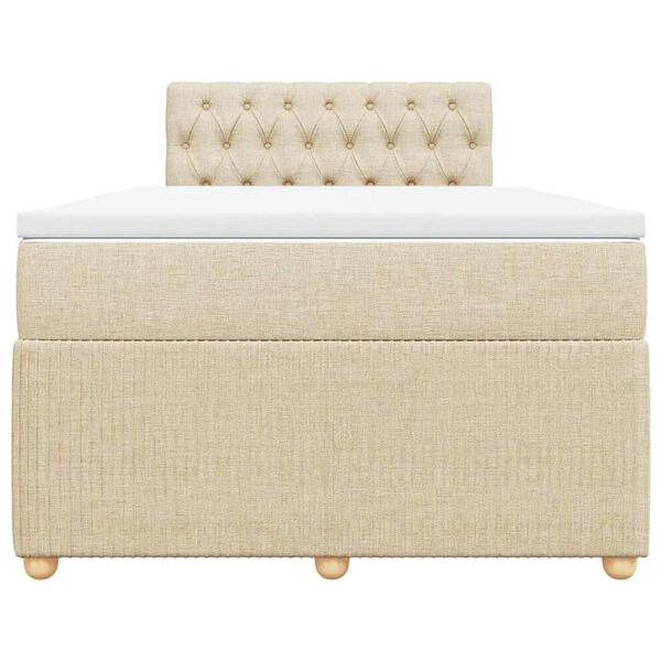 vidaXL atsperu gultas rāmis ar matraci, krēmkrāsas, 120x200 cm, audums