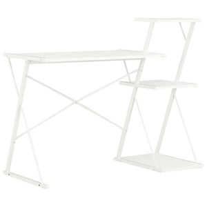 vidaXL rakstāmgalds ar plauktu, balts, 116x50x93 cm