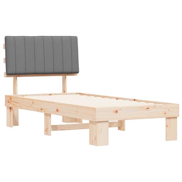 vidaXL Gultas rāmis ar polsterētu galvas balstu Gai&scaron;i pelēks