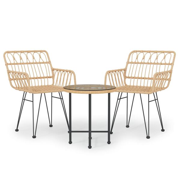 vidaXL 3-daļīgs dārza mēbeļu komplekts, PE rotangpalma