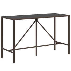 vidaXL bāra galds, stikla virsma, 180x70x110 cm, PE rotangpalma, brūns