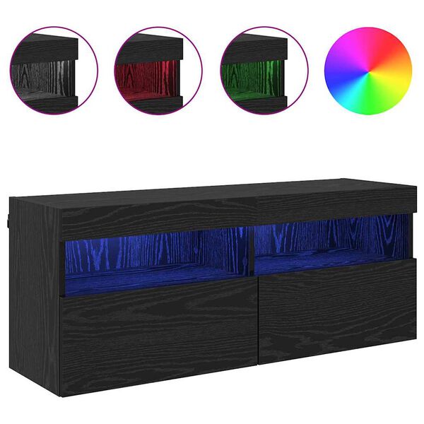 vidaXL TV sienas skapītis Melns ozolkoks 100 x 30 x 40 cm