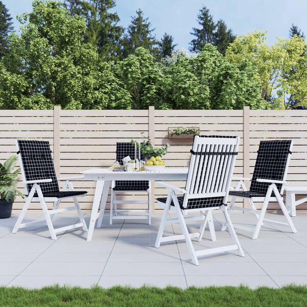 vidaXL dārza krēslu matrači, 4 gab., audums, melnas rūtis