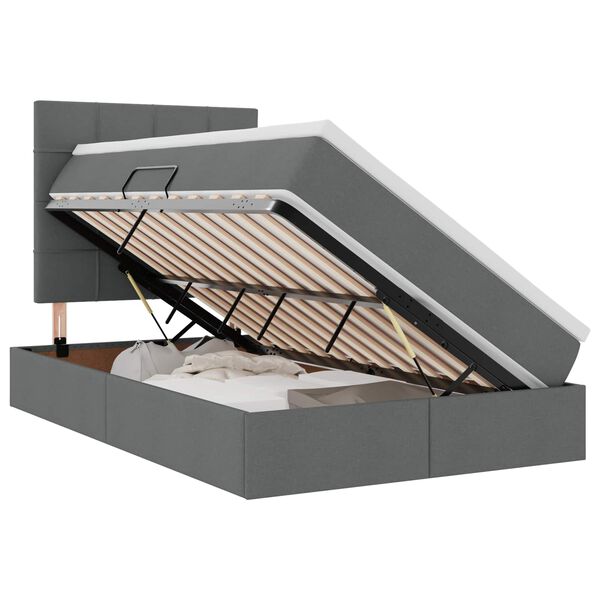 vidaXL Gulta ar uzglabāšanas vietu un LED Tumši pelēks 120 x 200 cm