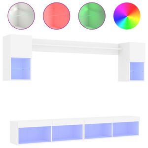 vidaXL 6-daļīgs TV skapī&scaron;u komplekts ar LED, balts, inženierijas koks