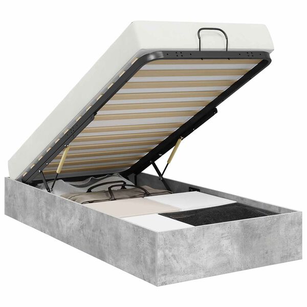 vidaXL Otomāna gultas rāmis ar uzglabā&scaron;anu Betona Pelēks 100 x 200 cm