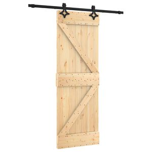 vidaXL Slīdo&scaron;ās durvis Dabiska un melna 70 x 210 cm Cieta priedes koks