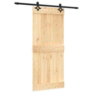 vidaXL Slīdo&scaron;ās durvis 90 x 210 cm Cieta priedes koks (neapstrādāts)