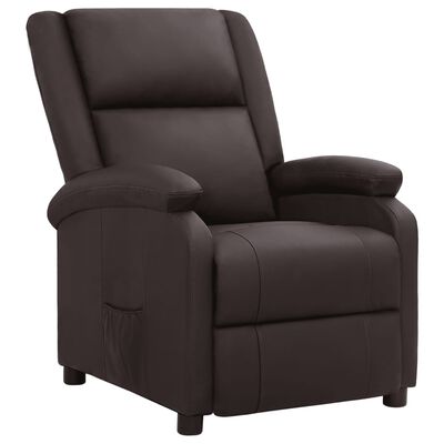 vidaXL atpūtas krēsls, atgāžams, brūna dabīgā āda