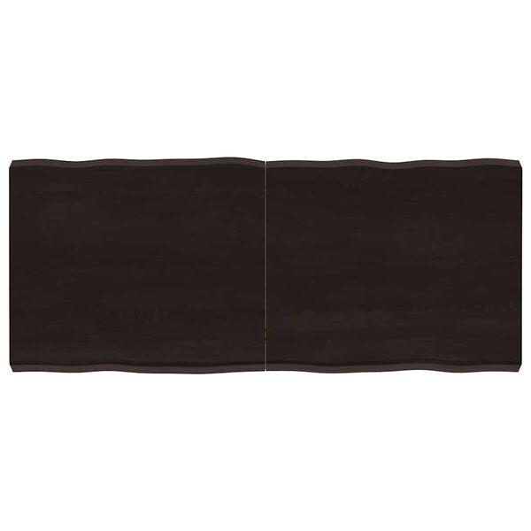 vidaXL galda virsma, tum&scaron;i brūna, 140x60x(2-6) cm, ozola masīvkoks