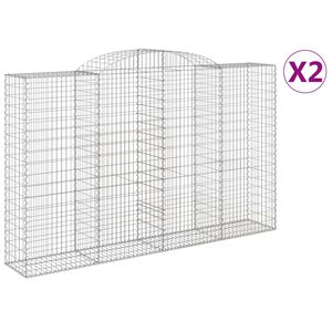 vidaXL arkveida gabiona grozi, 2 gb., 300x50x180/200cm, cinkota dzelzs