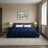 vidaXL Ziemas gultas sega Tiltiņ&scaron; Tum&scaron;i zils 200 x 220 cm Mikro&scaron;ķiedra