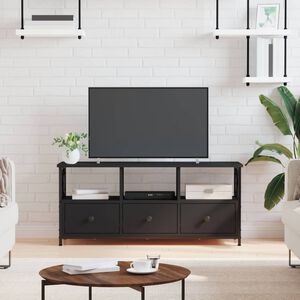 vidaXL TV skapītis, 102x33x45 cm, inženierijas koks, dzelzs, melns